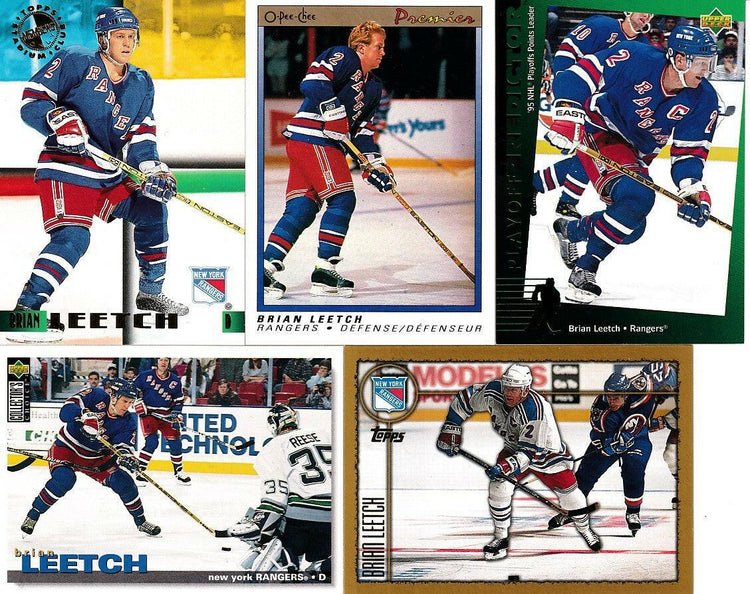 5 Brian Leetch NY Rangers cards 1994-95 Upper Deck Playoff Predictor 1995 Stadium Club Members Only - AutographsForSale.com