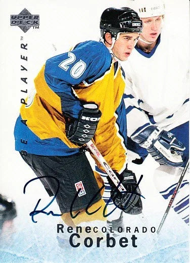 Rene Corbet certified signed Colorado Avalanche 1995-96 Be A Player card - AutographsForSale.com