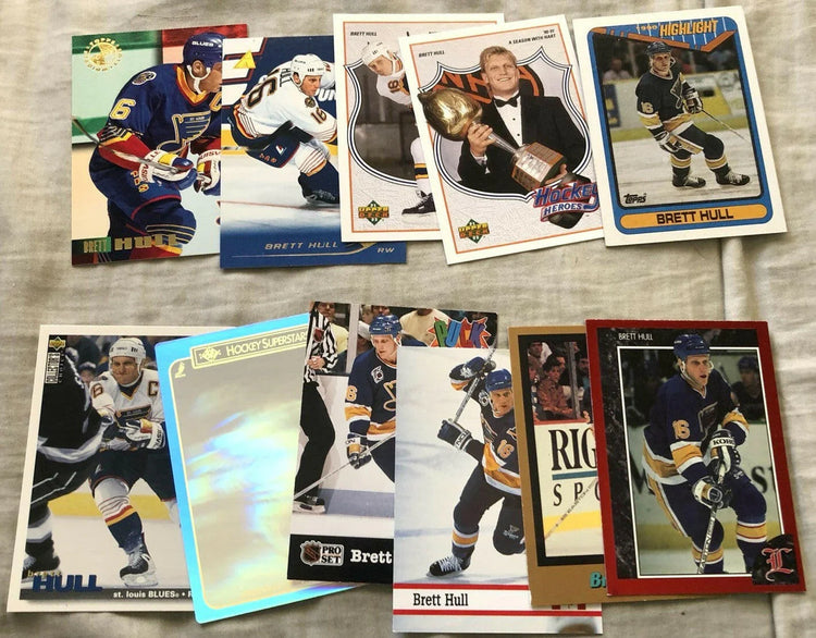 11 Brett Hull Blues cards 1991-92 Pro Set puck UD Heroes 1993 Fax Pax 1995 Stadium Club Members Only - AutographsForSale.com