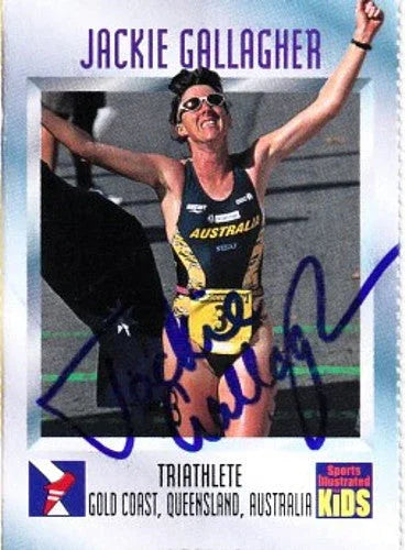 Jackie Gallagher autographed 1997 SI for Kids triathlon card - AutographsForSale.com