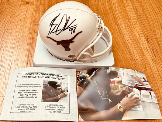 Brian Orakpo autographed Texas Longhorns mini helmet - AutographsForSale.com