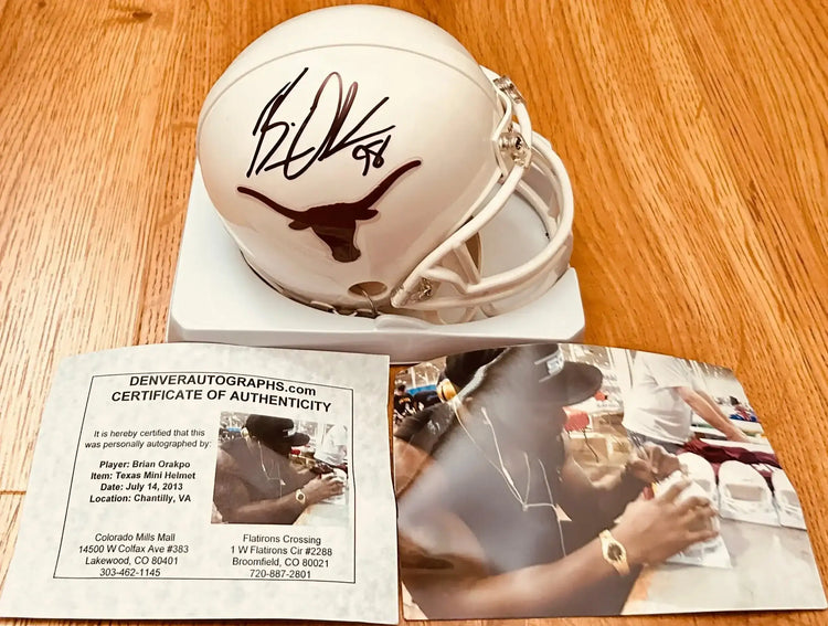 Brian Orakpo autographed Texas Longhorns mini helmet - AutographsForSale.com