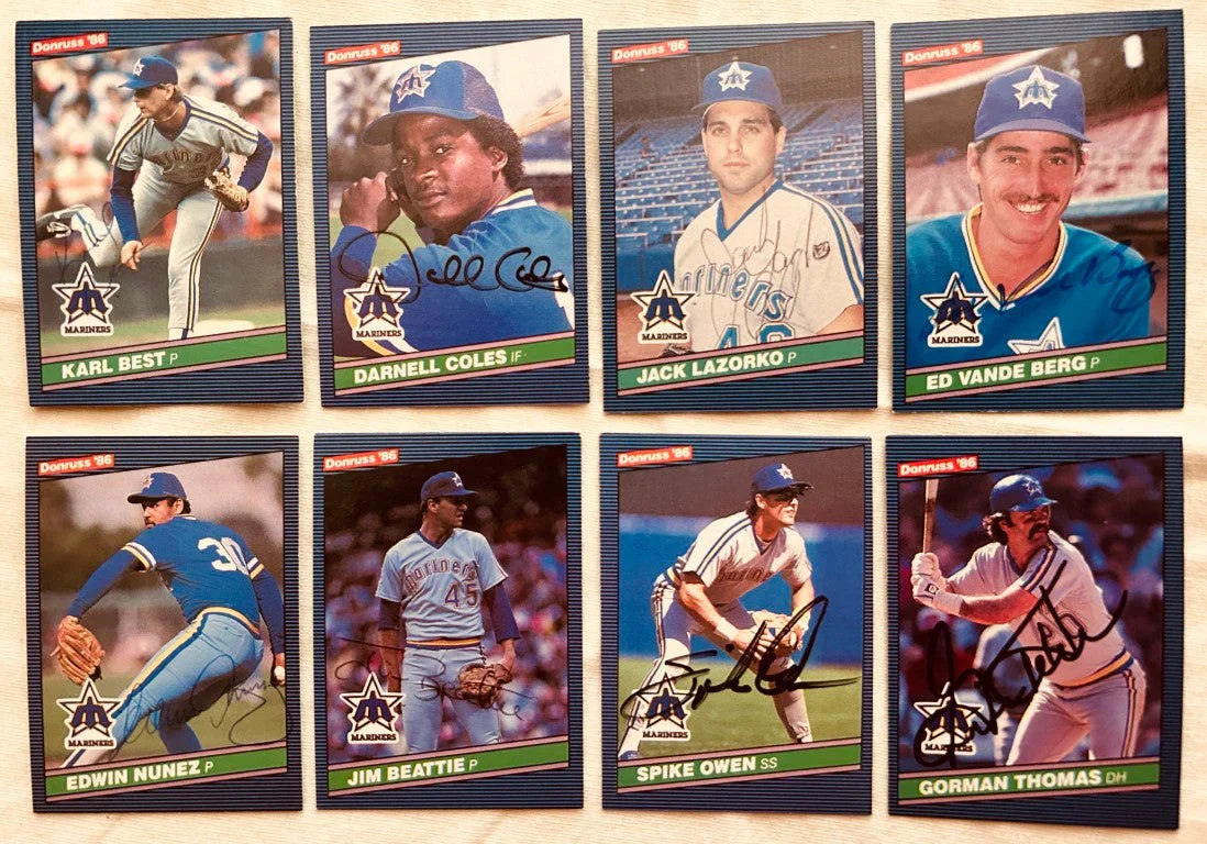 8 signed 1986 Donruss Mariners cards Gorman Thomas Darnell Coles Spike Owen - AutographsForSale.com