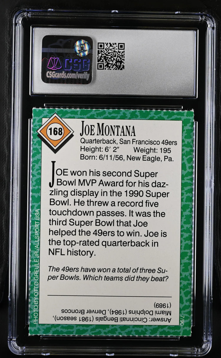 Joe Montana San Francisco 49ers 1990 Sports Illustrated for Kids card CSG graded 8.5 NrMt-Mt - AutographsForSale.com