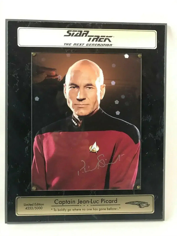 Patrick Stewart signed Star Trek Next Generation 8x10 photo plaque - AutographsForSale.com