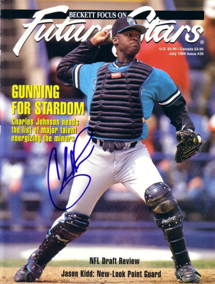 Charles Johnson autographed Florida Marlins Beckett cover - AutographsForSale.com