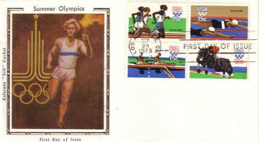 1980 Summer Olympics 1979 1st Day cover Colorano Silk cachet - AutographsForSale.com