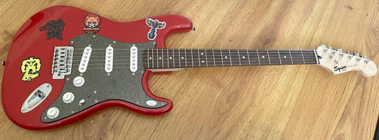 Mark Wahlberg signed Transformers Fender Bullet Red Electric Guitar JSA - AutographsForSale.com