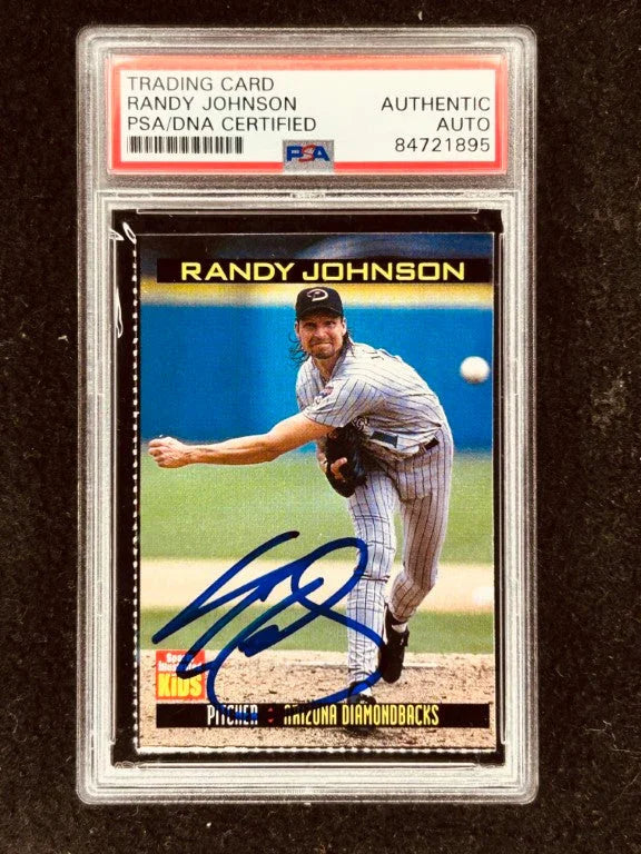 Randy Johnson signed Diamondbacks 1999 SI for Kids card PSA/DNA slab - AutographsForSale.com