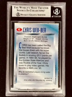 Chris Webber signed Washington Bullets 1995 SI for Kids card BAS - AutographsForSale.com