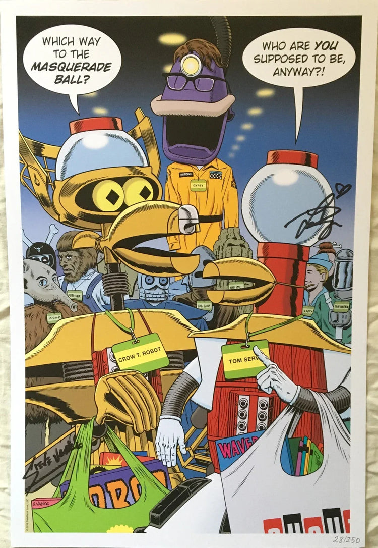 Felicia Day & Steve Vance signed Mystery Science Theater 3000 2018 SDCC 11x17 litho - AutographsForSale.com