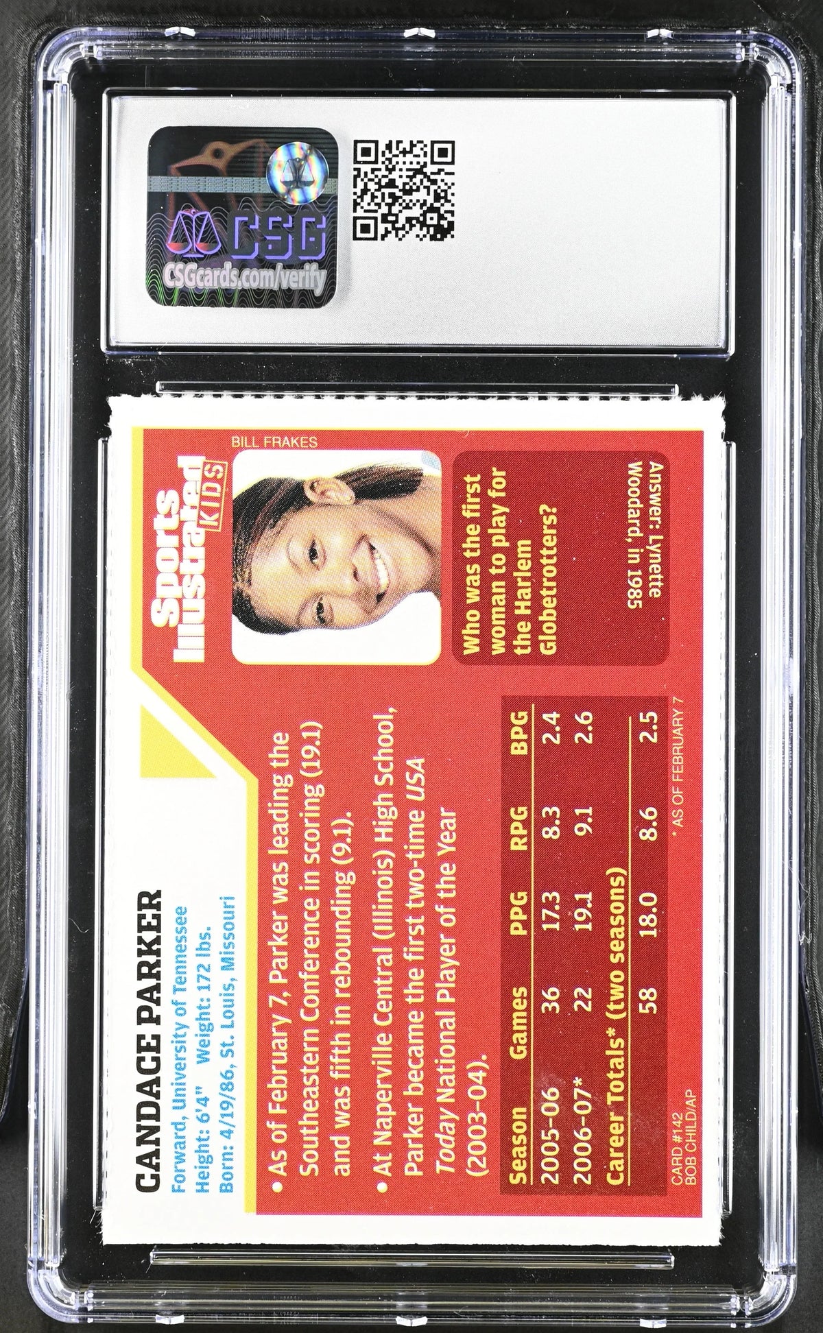 Candace Parker Tennessee Vols 2007 SI for Kids RC CSG 7 - AutographsForSale.com