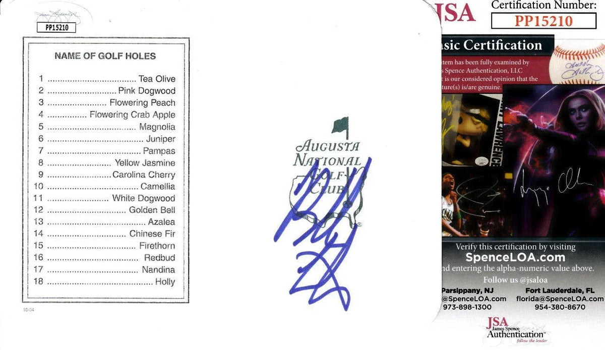Bubba Watson autographed Augusta Masters scorecard JSA - AutographsForSale.com