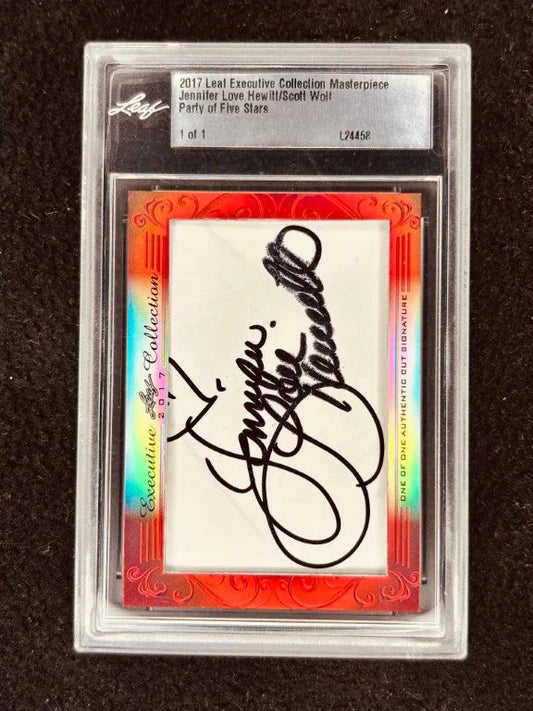 Jennifer Love Hewitt & Scott Wolf 2017 Leaf Masterpiece Cut Signature certified signed card 1/1 JSA Party of 5 - AutographsForSale.com