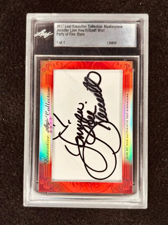 Jennifer Love Hewitt & Scott Wolf 2017 Leaf Masterpiece Cut Signature certified signed card 1/1 JSA Party of 5 - AutographsForSale.com