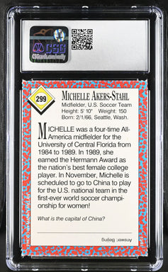 Michelle Akers 1991 Sports Illustrated for Kids soccer Rookie Card CSG graded 8 NrMt-Mt - AutographsForSale.com