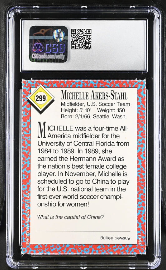 Michelle Akers 1991 Sports Illustrated for Kids soccer Rookie Card CSG graded 8 NrMt-Mt - AutographsForSale.com