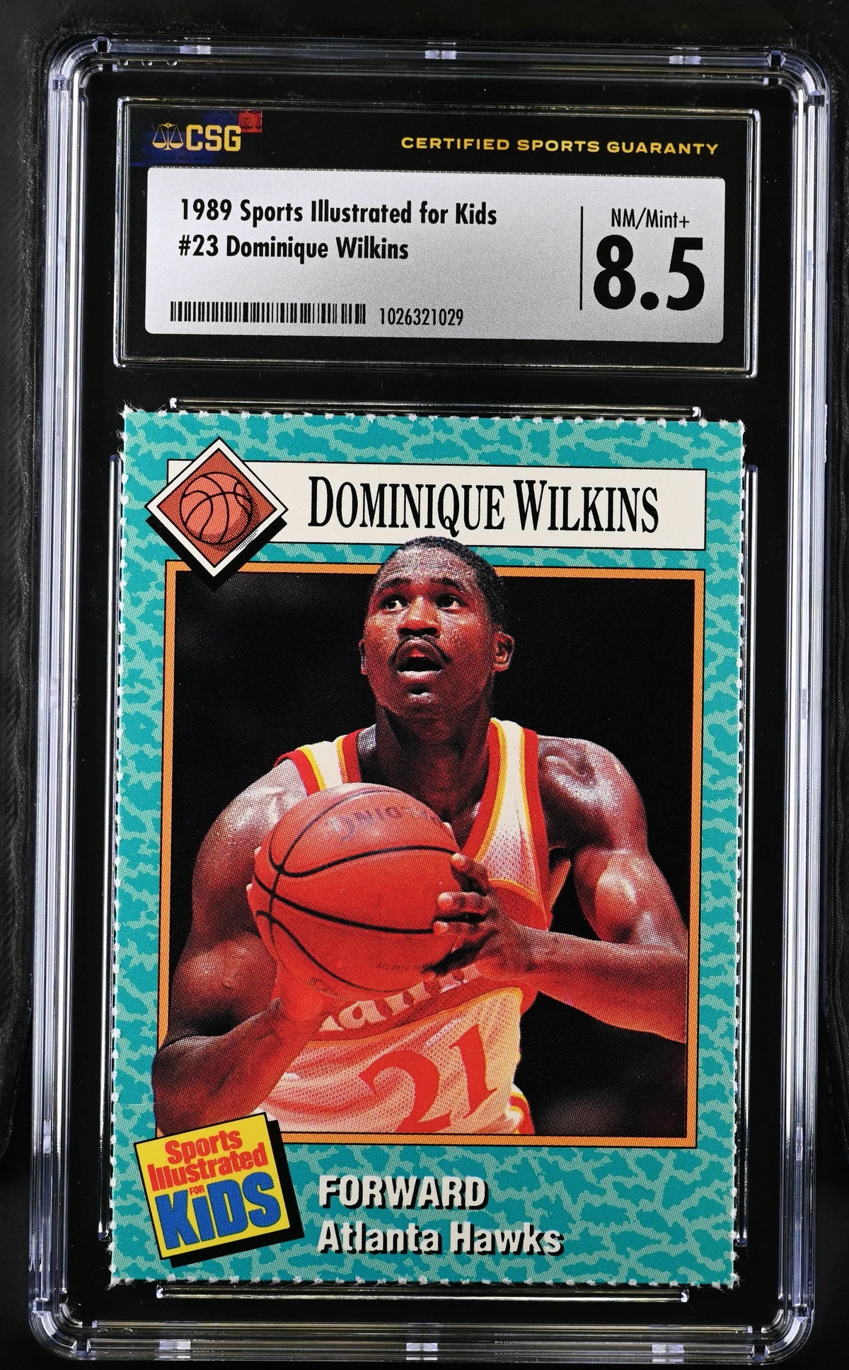 Dominique Wilkins Atlanta Hawks 1989 Sports Illustrated for Kids card CSG graded 8.5 - AutographsForSale.com