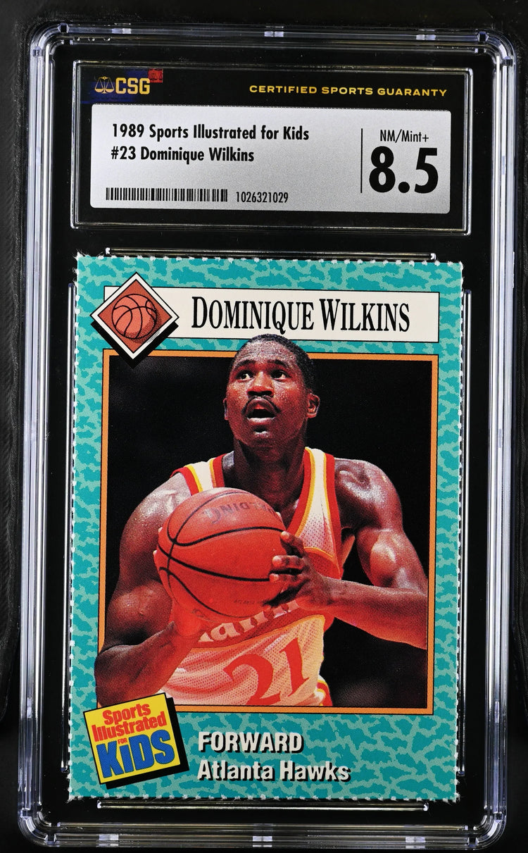 Dominique Wilkins Atlanta Hawks 1989 Sports Illustrated for Kids card CSG graded 8.5 - AutographsForSale.com
