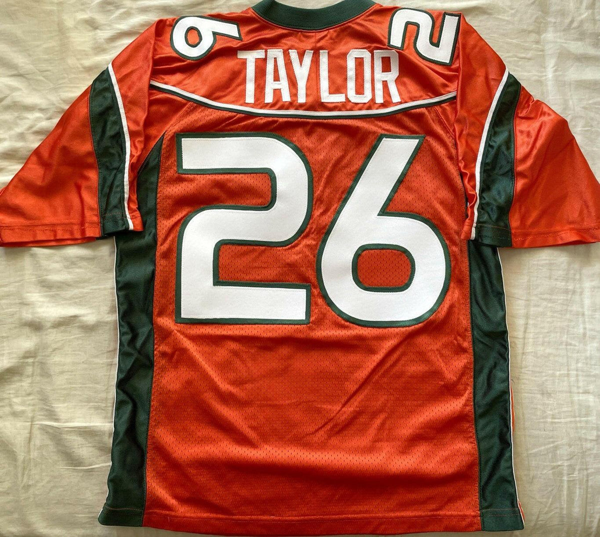 Sean Taylor Miami Hurricanes 2001 to 2003 Nike orange stitched MEDIUM jersey - AutographsForSale.com