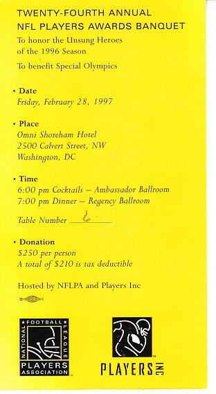 1997 24th Annual NFL Players Awards Banquet ticket stub - AutographsForSale.com