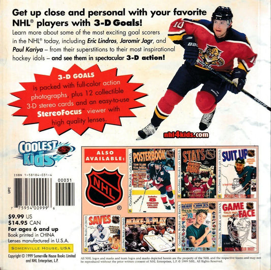 1999 NHL Goals softcover children's book with 11 3-D hockey cards Peter Forsberg cover - AutographsForSale.com