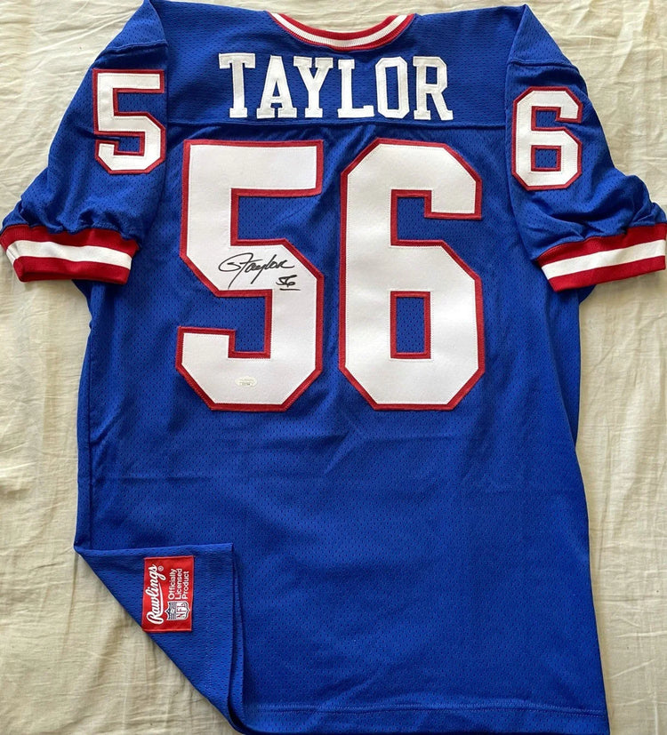 Lawrence Taylor signed NY Giants 80s Rawlings game model blue jersey JSA - AutographsForSale.com
