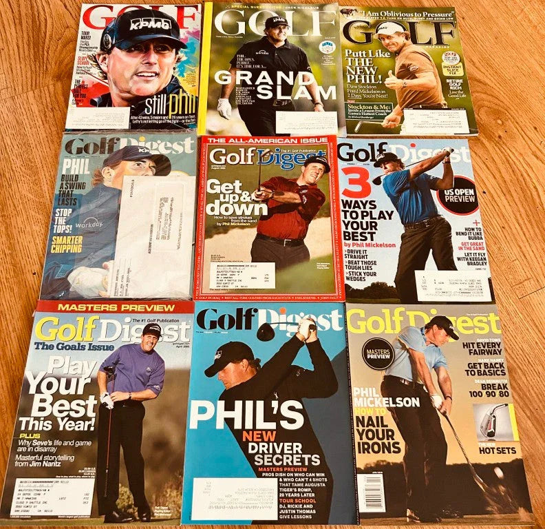 9 Phil Mickelson golf Golf Digest 2005 2010 2012 2017 2018 2019 magazine issues - AutographsForSale.com