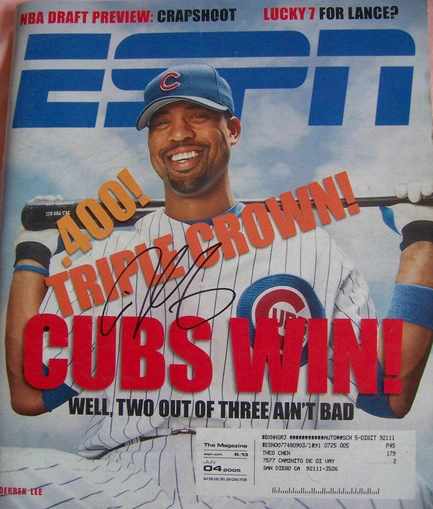 Derrek Lee autographed Chicago Cubs 2005 ESPN magazine - AutographsForSale.com