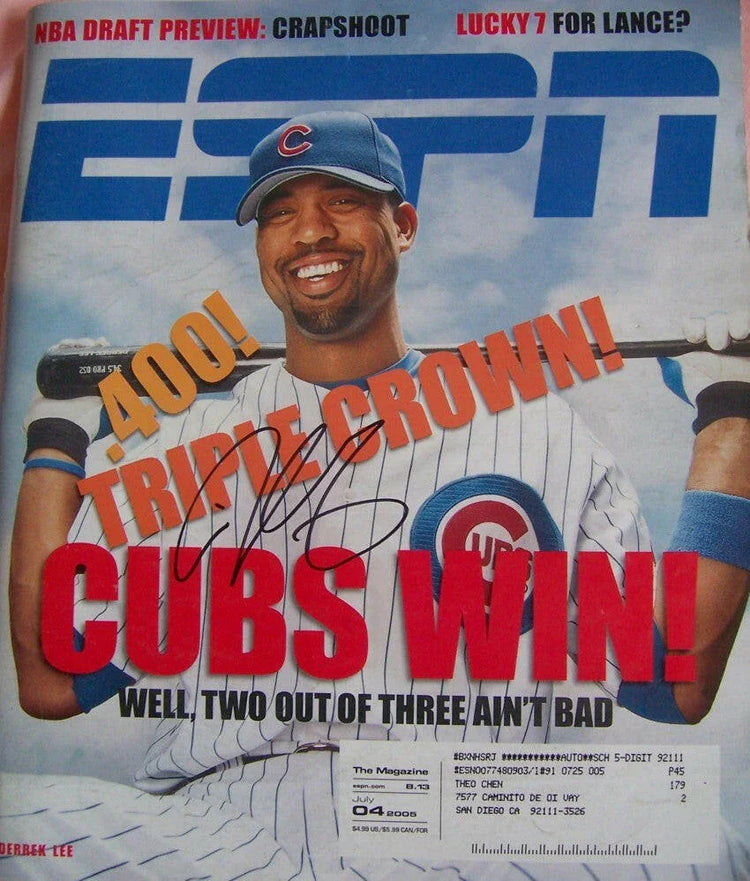 Derrek Lee autographed Chicago Cubs 2005 ESPN magazine - AutographsForSale.com