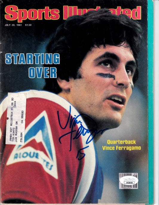 Vince Ferragamo signed CFL Montreal Alouettes 1981 Sports Illustrated magazine JSA - AutographsForSale.com
