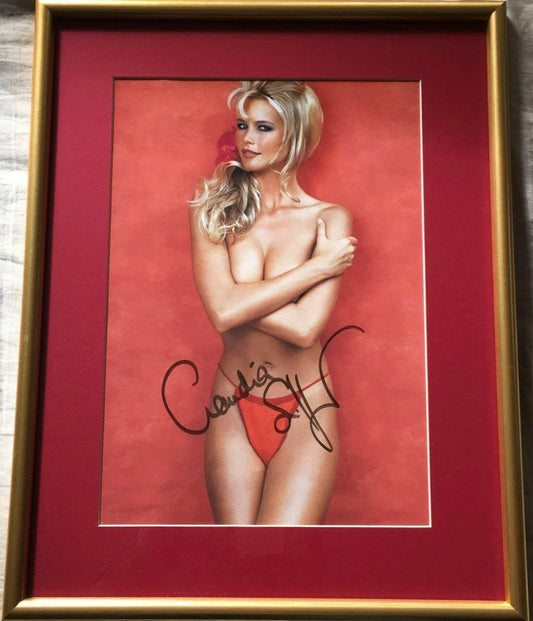 Claudia Schiffer signed Swimsuit calendar photo framed JSA - AutographsForSale.com