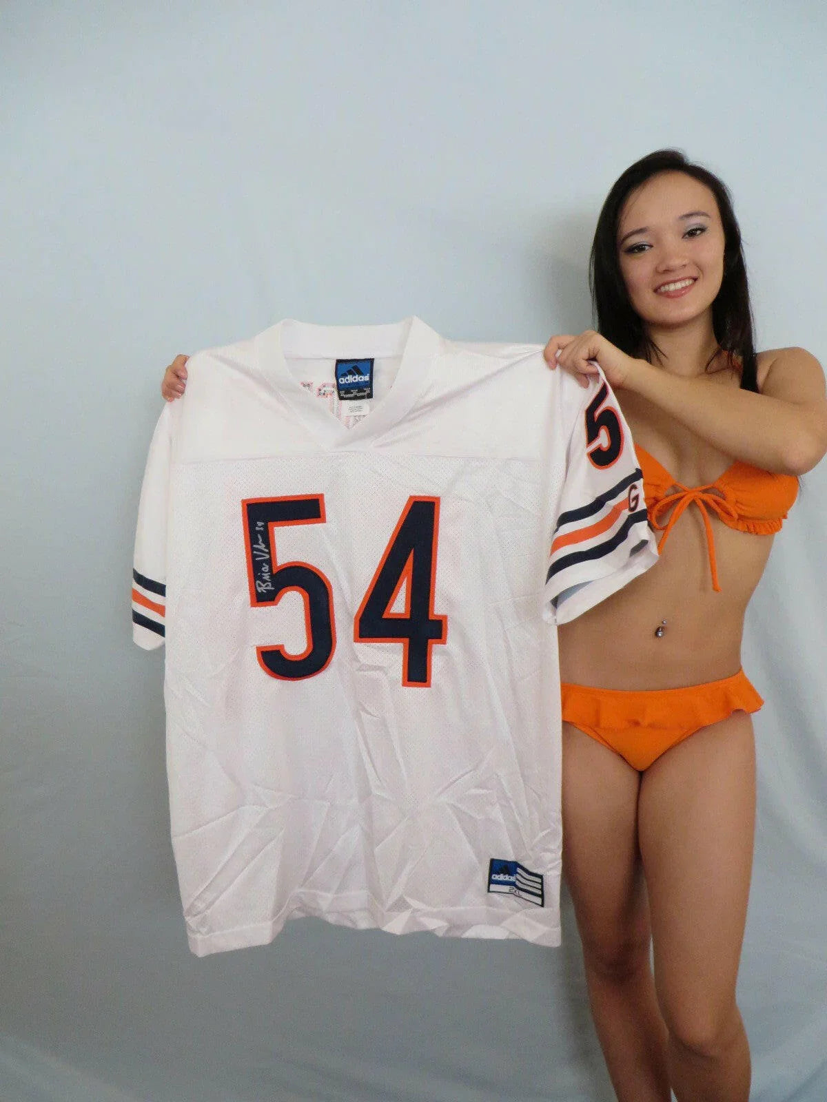 Brian Urlacher signed Chicago Bears Adidas white jersey JSA - AutographsForSale.com