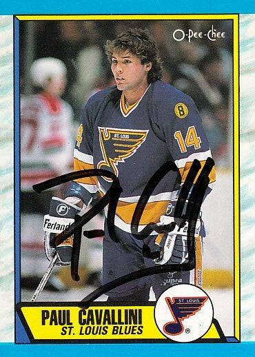 Paul Cavallini signed St Louis Blues 1989-90 O-Pee-Chee card - AutographsForSale.com