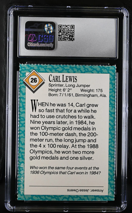 Carl Lewis 1989 SI for Kids card CSG grade 9.5 Mint+ - AutographsForSale.com