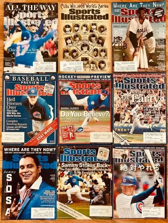 9 Cubs Sports Illustrated magazines 2016 WS Champs Ernie Banks Sammy Sosa Kerry Wood - AutographsForSale.com