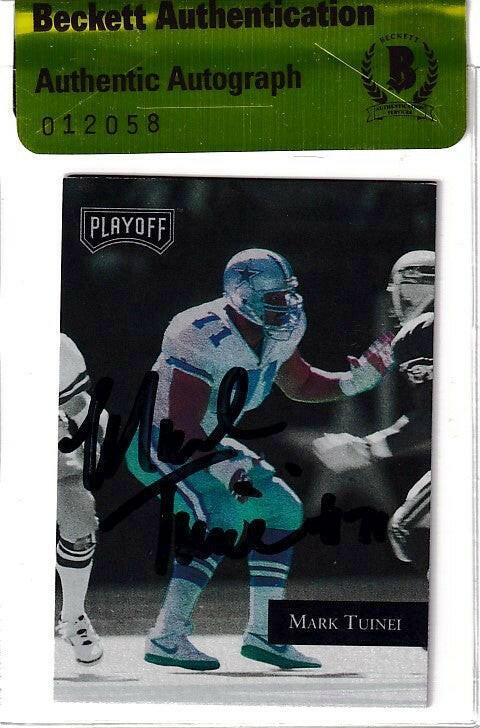 Mark Tuinei autographed Dallas Cowboys 1992 Playoff card BAS - AutographsForSale.com