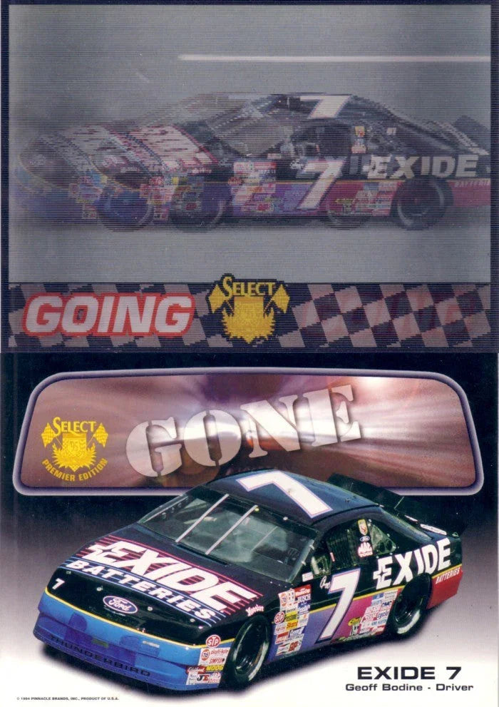 Geoff Bodine NASCAR 1995 Select 5x7 Going Going Gone 3D motion card - AutographsForSale.com