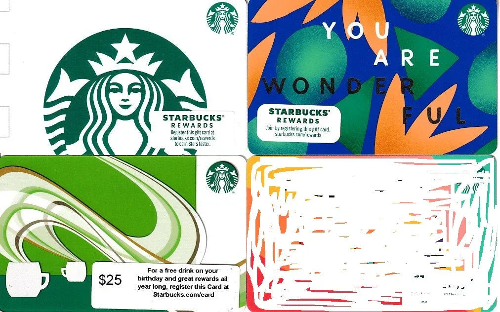 3 Starbucks gift cards 2010 & Extra Shot of Pride & Siren logo & You Are Wonderful (no value) - AutographsForSale.com