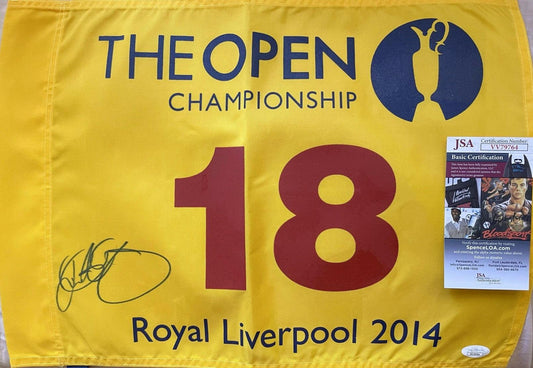 Rory McIlroy autographed 2014 British Open golf pin flag JSA - AutographsForSale.com