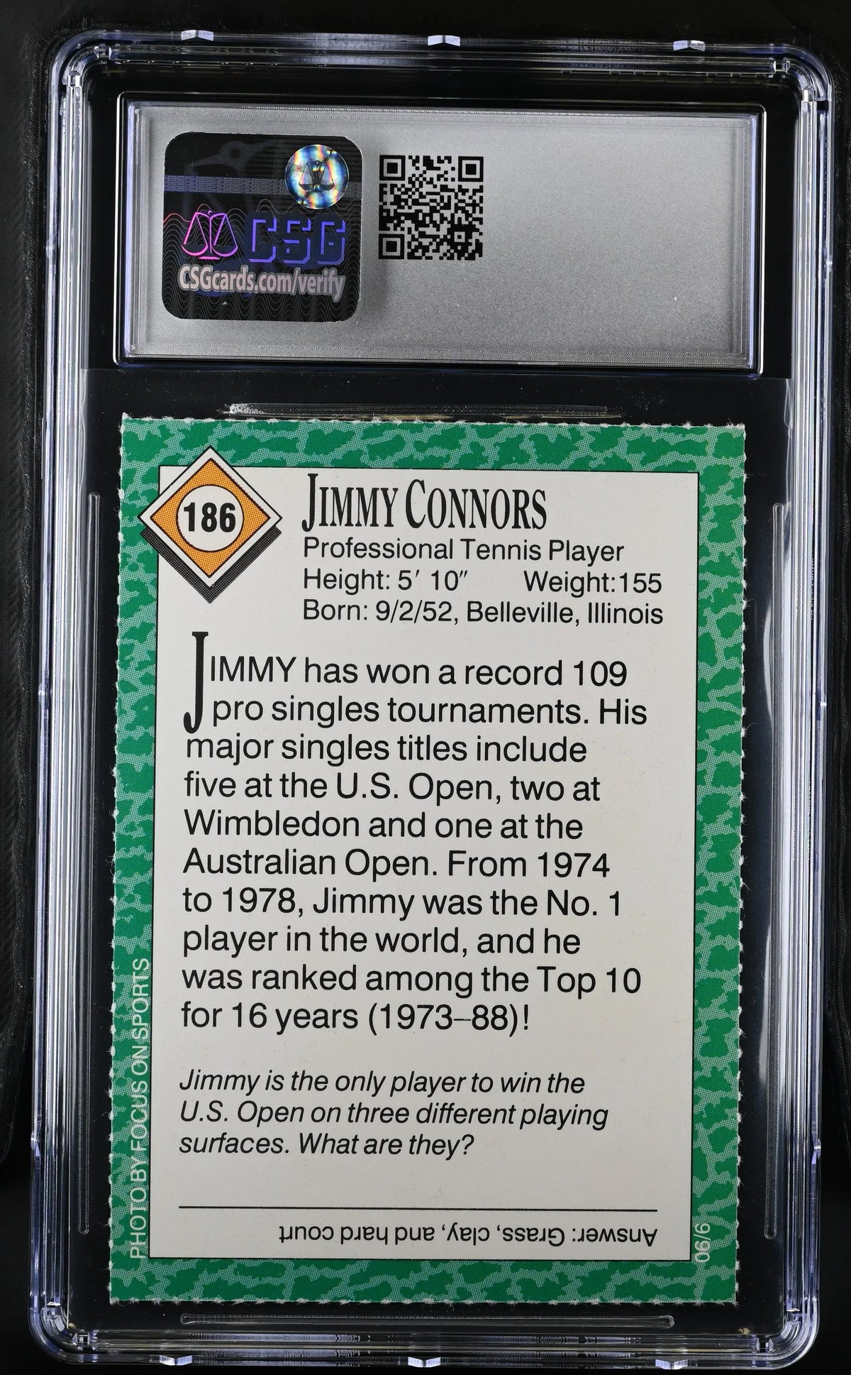 Jimmy Connors 1990 Sports Illustrated for Kids tennis card CSG Graded 9 Mint - AutographsForSale.com