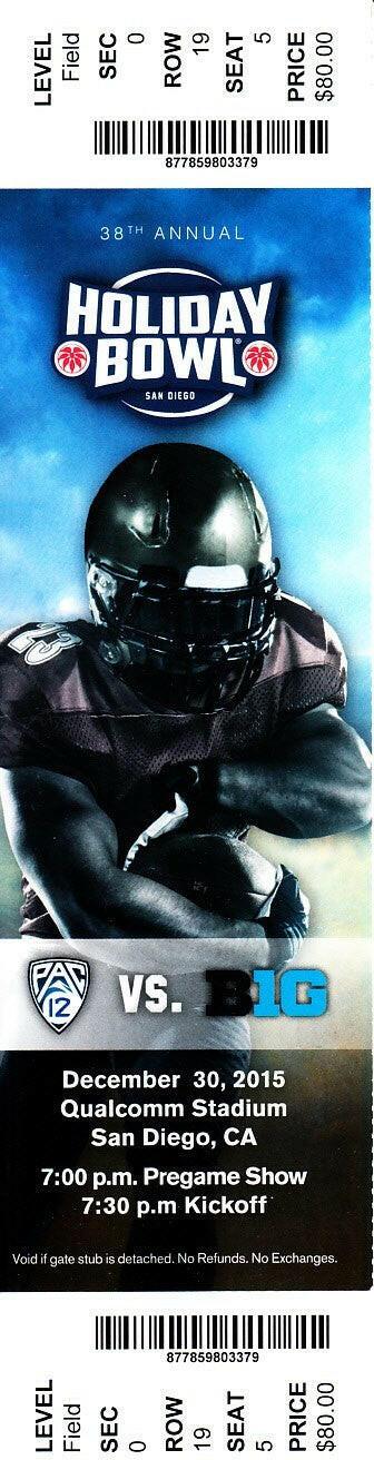 2015 Holiday Bowl football game ticket Wisconsin 23 USC 21 - AutographsForSale.com