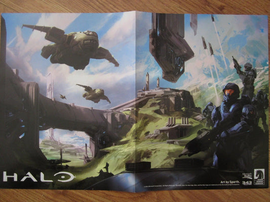 Halo Tomb Raider 2014 SDCC Dark Horse Comics 2 sided poster - AutographsForSale.com