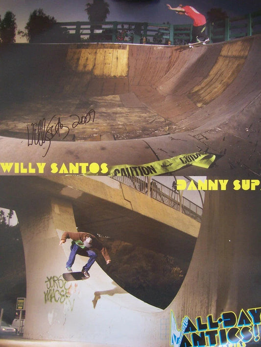 Willy Santos signed skateboarding 18x24 poster dated 2009 - AutographsForSale.com