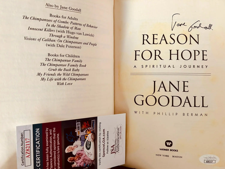 Jane Goodall autographed Reason for Hope paperback book JSA - AutographsForSale.com