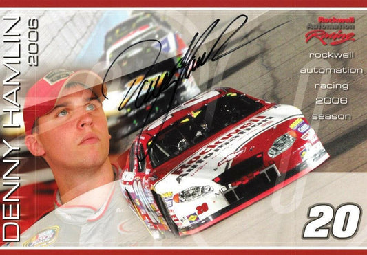 Denny Hamlin signed Rockwell Automation Racing 2006 NASCAR 7x10 photo card - AutographsForSale.com