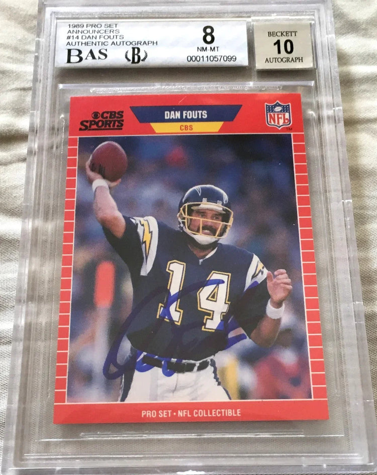 Dan Fouts autographed San Diego Chargers 1989 Pro Set Announcers card BAS BGS Graded 8 10 - AutographsForSale.com