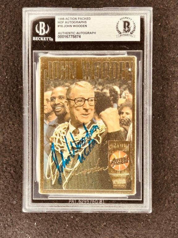 John Wooden autographed UCLA 1994 Action Packed Hall of Fame card BAS slabbed - AutographsForSale.com