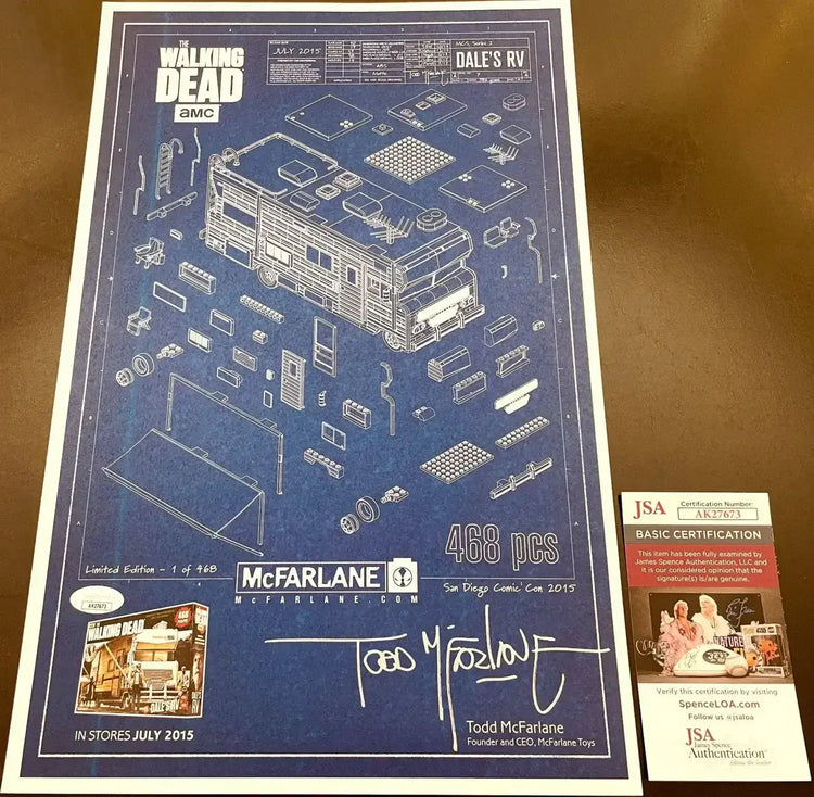 Todd McFarlane signed Walking Dead Dale’s RV 2015 SDCC poster JSA - AutographsForSale.com