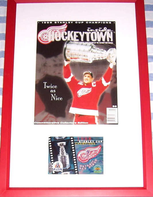 Steve Yzerman signed Red Wings 1998 Stanley Cup UDA card framed cover - AutographsForSale.com